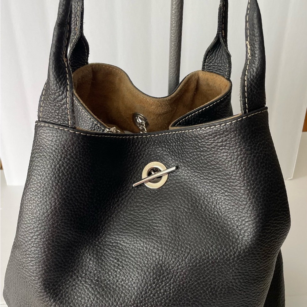Elegant Black Leather Tote Bag